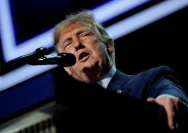 Donald Trump saat memberikan pidato dalam kampanye Partai Republik