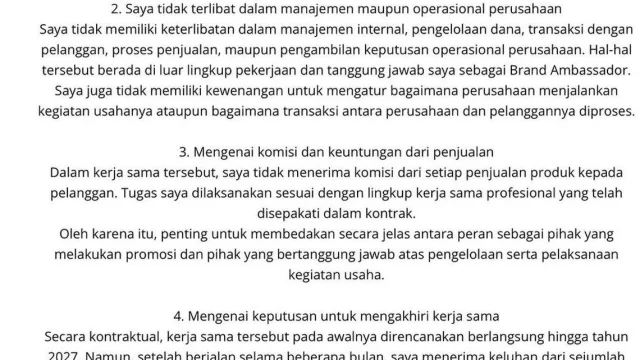 Jennifer Coppen memberikan klarifikasi resmi terkait dugaan kasus penipuan emas senilai Rp 25 miliar.
