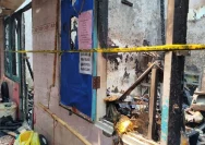 Kondisi rumah kontrakan pasca kebakaran yang menewaskan balita di Cakung
