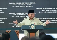 Presiden Prabowo Subianto saat memberikan pengarahan kepada perwira tinggi TNI dan Polri
